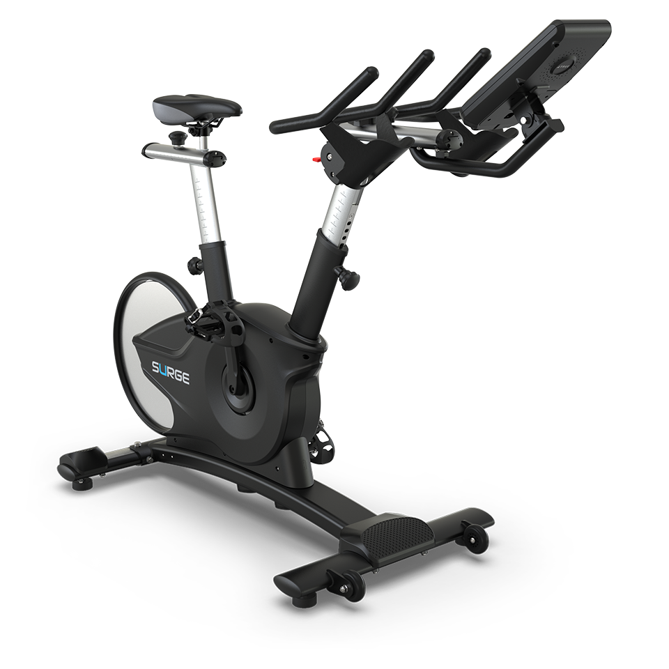 True Fitness Surge Spin Bike – front 3/4 view