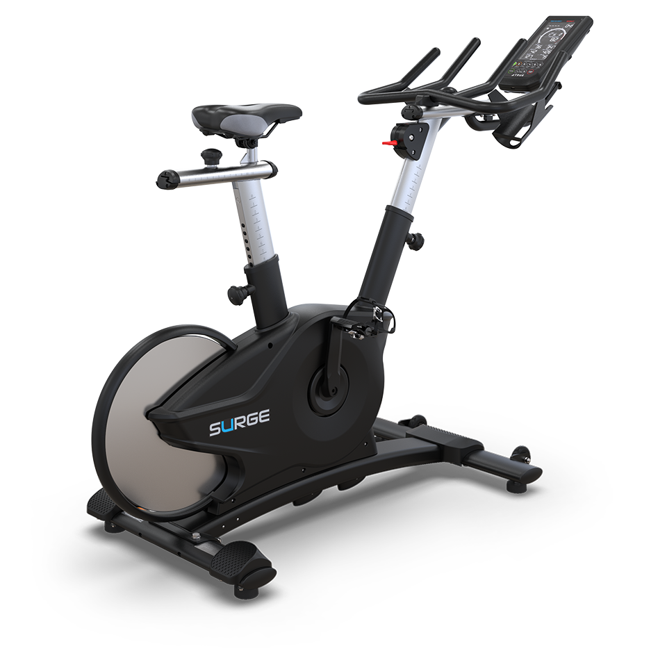 True Fitness Surge Spin Bike – rear 3/4 view