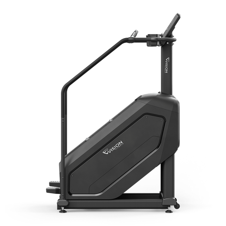 Vision Fitness Summit Stairclimber – side profile showing the stair angle and handrails