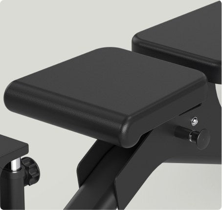 Vision Fitness 300-FIDB bench – adjustable seat and pull-pin detail