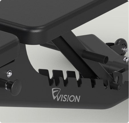 Vision Fitness 300-FIDB bench – front post and foot support detail